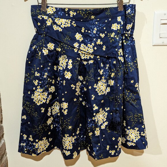 NWT - Kookai indigo floral skirt with belt sz 38EU/8US - Picture 1 of 10